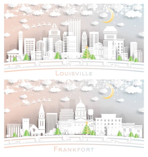 Frankfort Louisville Kentucky Usa City Skyline Set Paper Cut Style — Foto de Stock