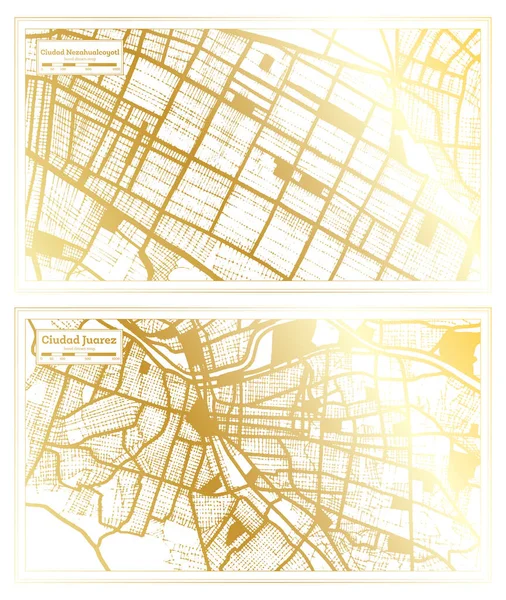 Ciudad Juarez Ciudad Nezahualcoyotl México City Map Set Retro Style — Fotografia de Stock
