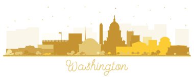 Washington DC D.C. City Skyline Silhouette ve Altın Binalar White 'da izole edildi. Vektör İllüstrasyonu. Tarihi Binalarla İş Seyahatleri ve Turizm Konsepti. Tarihi Simgelerle Washington DC Şehri.