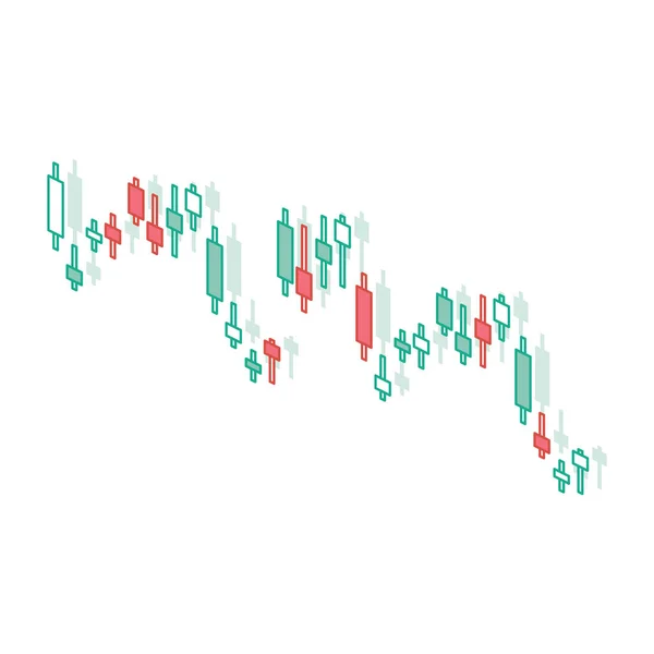 Candele Isometriche Giapponesi Isolate Bianco Illustrazione Vettoriale Grafica Finanziaria Variazioni — Vettoriale Stock