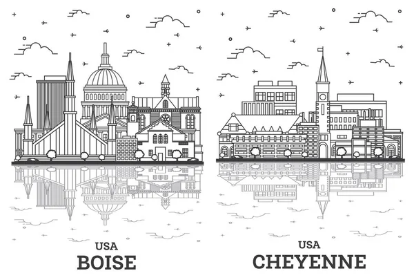 Вигляд Cheyenne Wyoming Boise Idaho City Skyline Set Modern Buildings — стокове фото