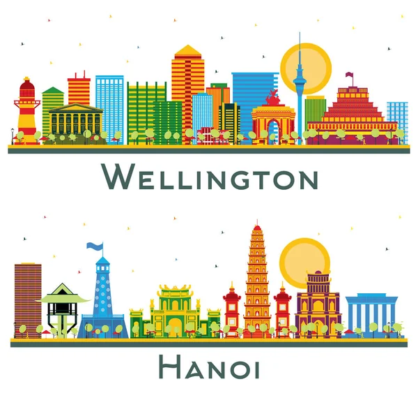 Hanói Vietnã Wellington New Zealand City Skyline Set Com Edifícios — Fotografia de Stock