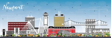 Newport Wales City Skyline with Color Buildings and Blue Sky. Vector Illustration. Newport UK Cityscape with Landmarks. Business Travel and Tourism Concept with Historic Architecture. clipart
