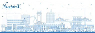 Outline Newport Wales City Skyline with Blue Buildings. Vector Illustration. Newport UK Cityscape with Landmarks. Business Travel and Tourism Concept with Historic Architecture. clipart