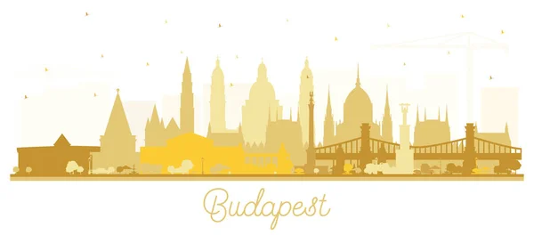 Budapest Ungern Stadskyline Silhuett Med Gyllene Byggnader Isolerade Vitt Vektorillustration — Stock vektor