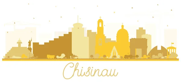 Chisinau Moldavien City Skyline Silhuett Med Gyllene Byggnader Isolerade Vitt — Stock vektor