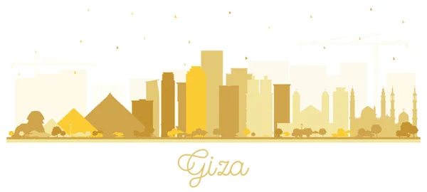 Giza Egipto City Skyline Silhouette Con Edificios Dorados Aislados Blanco — Vector de stock