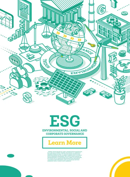 Concept Esg Environnement Société Gouvernance Modèle Globe Terre Illustration Vectorielle — Image vectorielle