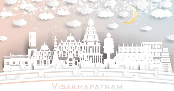 Visakhapatnam India City Skyline Paper Cut Stil Mit Weißen Gebäuden — Stockvektor