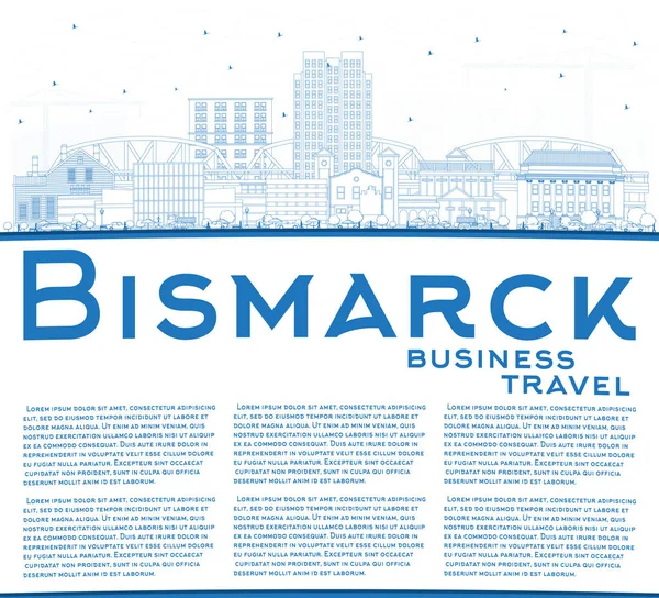 Outline Bismarck North Dakota City Skyline Con Edifici Blu Spazio — Vettoriale Stock