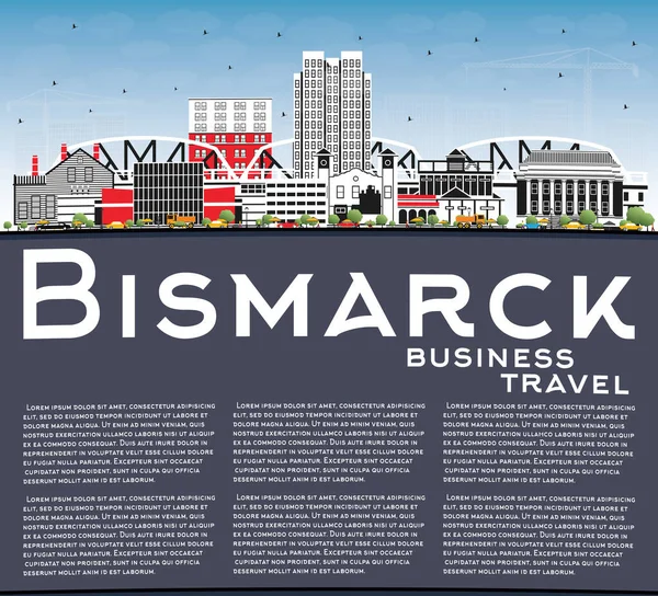 Bismarck North Dakota City Skyline Med Color Buildings Blue Sky — Stock vektor