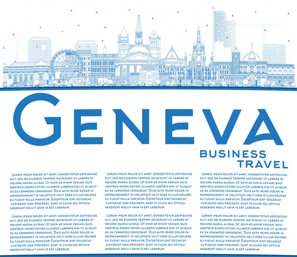 Disposition Geneve Schweiz City Skyline Med Blue Buildings Och Copy — Stock vektor