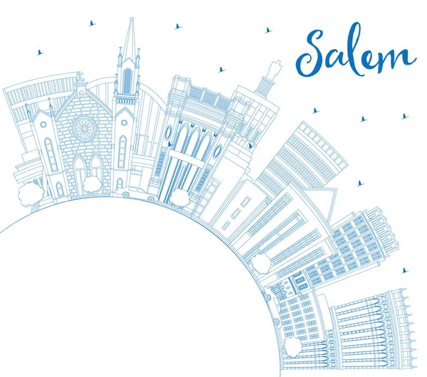 Outline Salem Oregon City Skyline Blue Buildings Copy Space Vector — Stock Vector