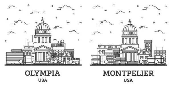 Hahmotella Montpelier Vermont Olympia Washington City Skyline Set Modern Buildings — kuvapankkivalokuva