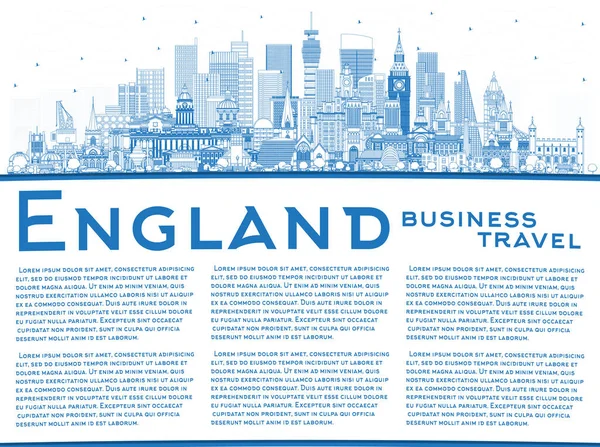 Redogör England City Skyline Med Blue Buildings Och Copy Space — Stock vektor