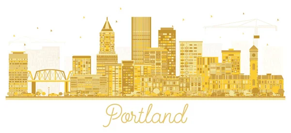 Portland Oregon City Skyline Zlatými Budovami Izolované Bílém Vektorová Ilustrace — Stockový vektor