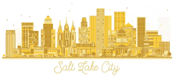 Salt Lake City Utah City Skyline Con Edificios Dorados Aislados — Vector de stock