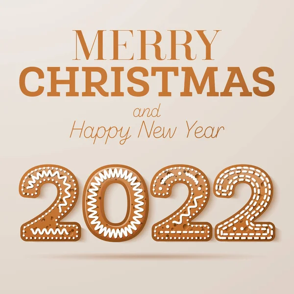 Cartão Felicitações Natal Com Texto Vitrificado Estilo Cookie Feliz Ano —  Vetores de Stock