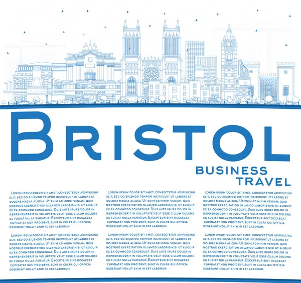 Огляд Bristol City Skyline Blue Buildings Copy Space Векторна Ілюстрація — стоковий вектор