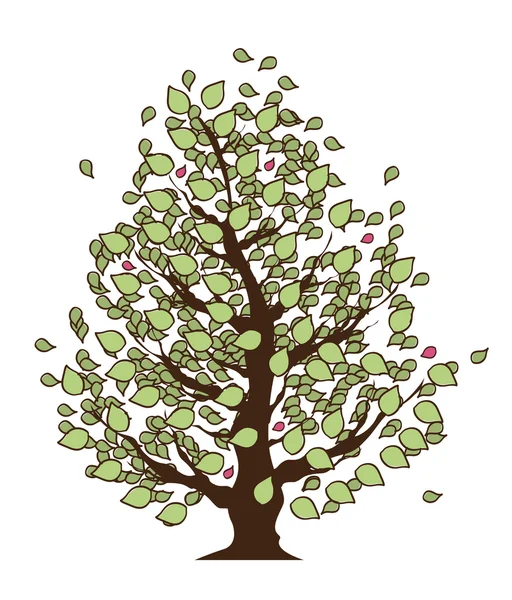 Eco δέντρο με πράσινα φύλλα, απομονωμένα σε λευκό φόντο — Διανυσματικό Αρχείο