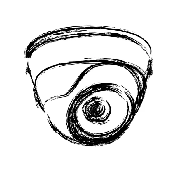 Черно-белая камера наблюдения (CCTV) предупреждающий знак — стоковый вектор
