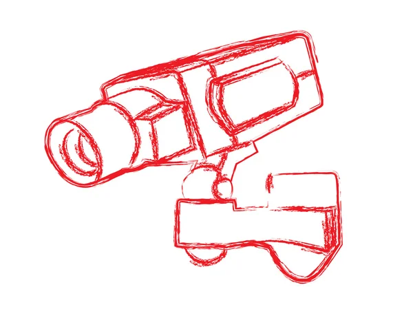 Cámara de vigilancia roja y blanca (CCTV ) — Vector de stock