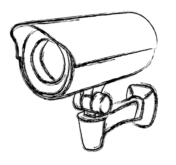 Svart och vit övervakning kamera (Cctv) varningstecken — Stock vektor
