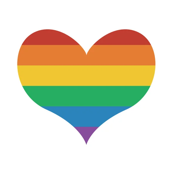 Icono del corazón con bandera del arco iris — Vector de stock