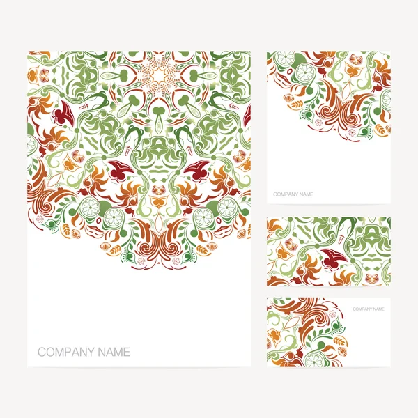 Conjunto de tarjetas de visita y plantillas de tarjetas de invitación con o floral — Vector de stock