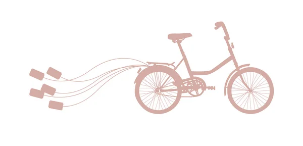 Ilustración vectorial con bicicleta de boda retro — Vector de stock