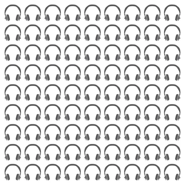 Fones de ouvido padrão sem costura em preto & branco — Vetor de Stock