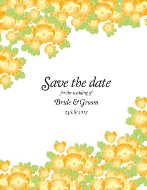 Düğün davet kartı şablonu altın çiçeklerle Tarih Kaydet