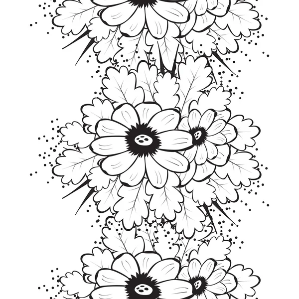 花と抽象的な美しいシームレス パターン — ストックベクタ
