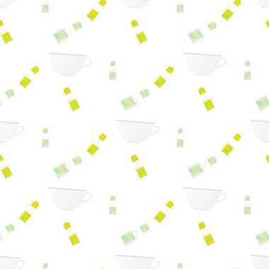 Kupası ve çay poşeti ile Seamless Modeli