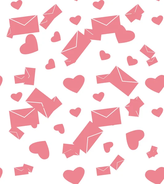 Roze envelop en harten — Stockvector
