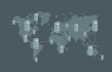 ATM ağ dünya haritası üzerinde