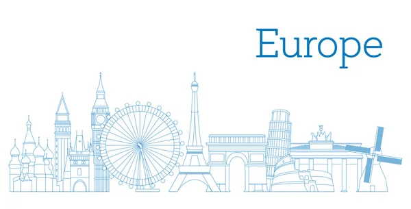 Europa Skyline detaillierte Silhouette. Vektorillustration — Stockvektor
