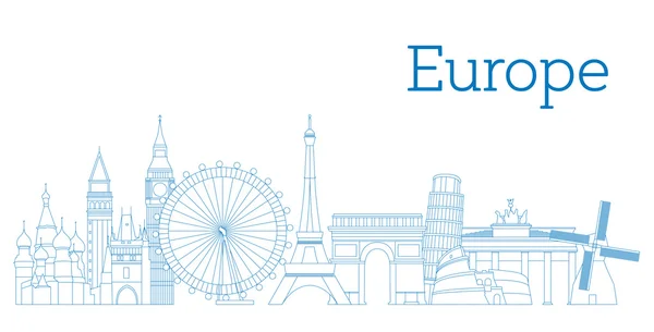 Europe manzarası detaylı siluet. Vektör çizim