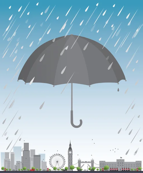 London under umbrella Travel concept — Stock Vector