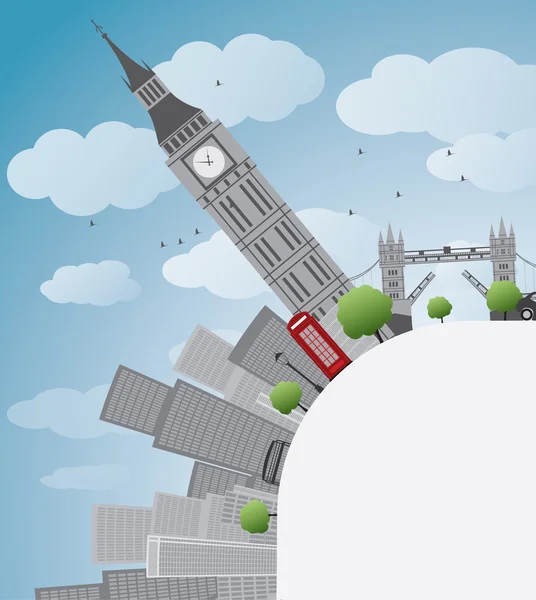 Panorama di Londra con Big Ben — Vettoriale Stock