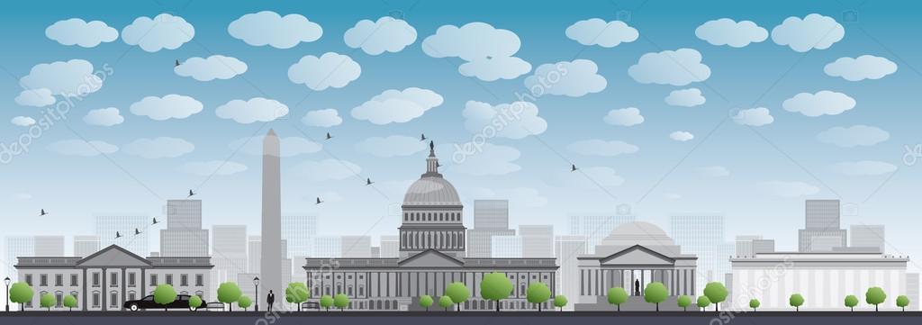Washington DC city skyline silhouette Stock Vector by ©booblgum 69973287