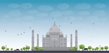 Taj Mahal ağaç ve inek