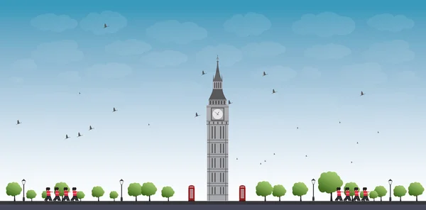 Torre Big Ben y cielo azul con nubes — Vector de stock