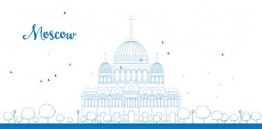 Katedral İsa'nın kurtarıcı mavi renkli Moskova anahat