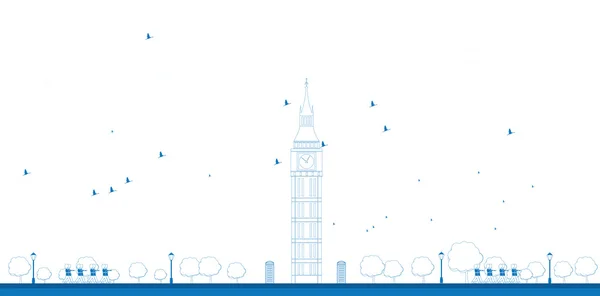 Esboço Big Ben Tower em Londres — Vetor de Stock