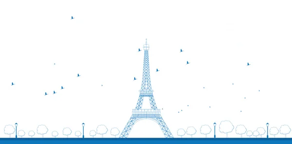 Outline illustration of Eiffel Tower — Stock Vector