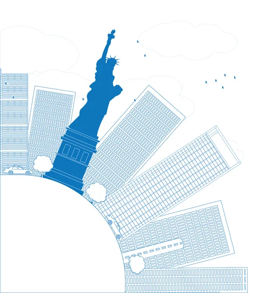 Entwurf der Skyline von New York mit Kopierraum — Stockvektor