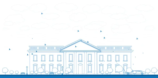 大纲白宫华盛顿特区 — 图库矢量图片