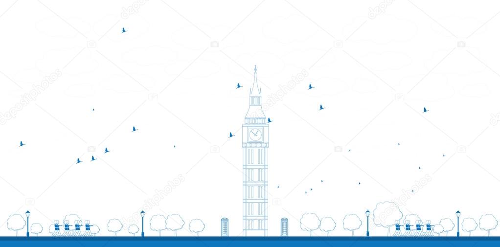 Outline Big Ben Tower in London