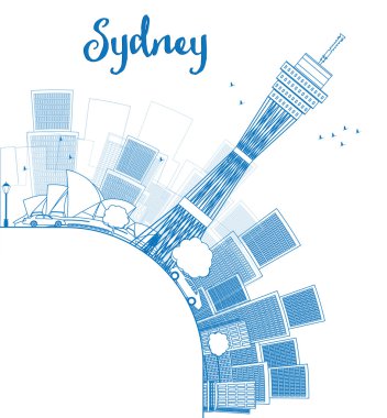 Gökdelenler ve kopya alanı ile anahat Sydney şehir manzarası